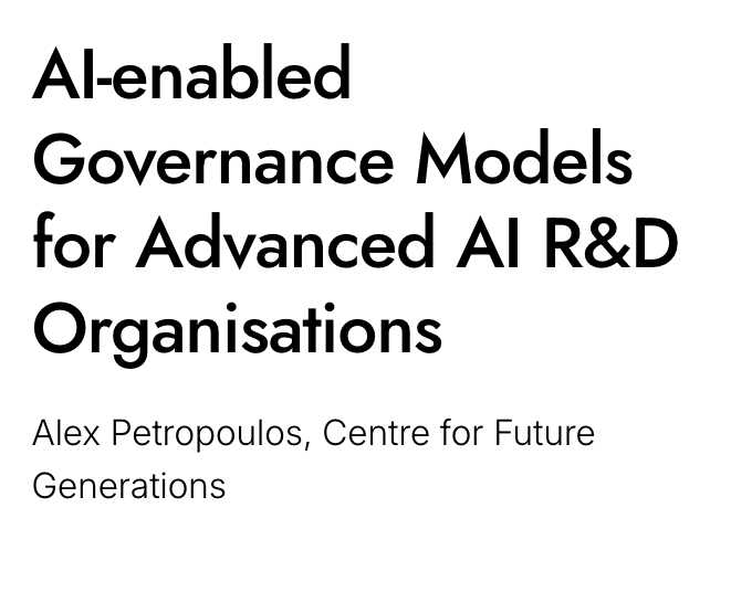 AlexTPet's tweet image. Excited to lead an ARIA-funded project!

Cfg will be exploring how AAI systems can be used by AI R&amp;amp;D organisations to improve their governance.

What are the gov tools that will scale with capabilities to, and past, AGI? What trad gov tradeoffs are false? Which matter most?