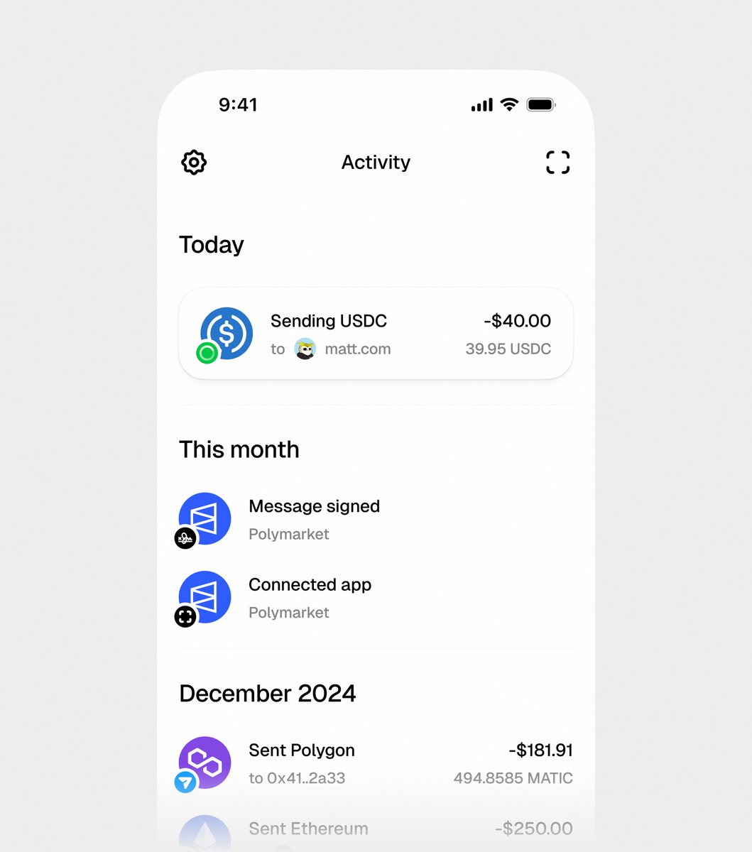 dzzgnr's tweet image. Crypto wallet activity with the indicators to highlight the type of interaction 🪄