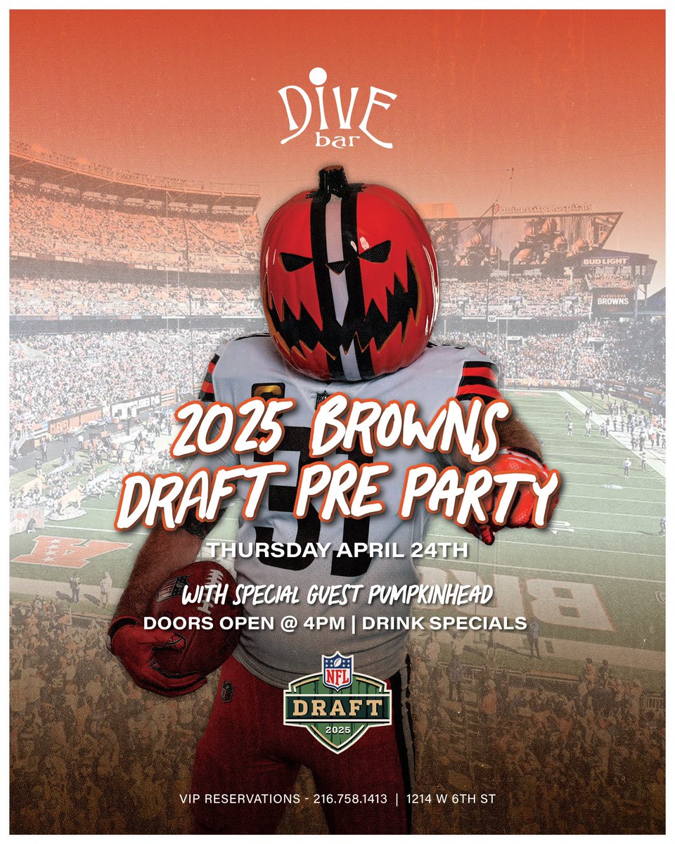 Today! Join us for our #NFLDraft  preparty at <a href="/ivycle/">ivycle</a> &amp; <a href="/DiveBarCle/">Dive Bar Cleveland</a>! #Browns