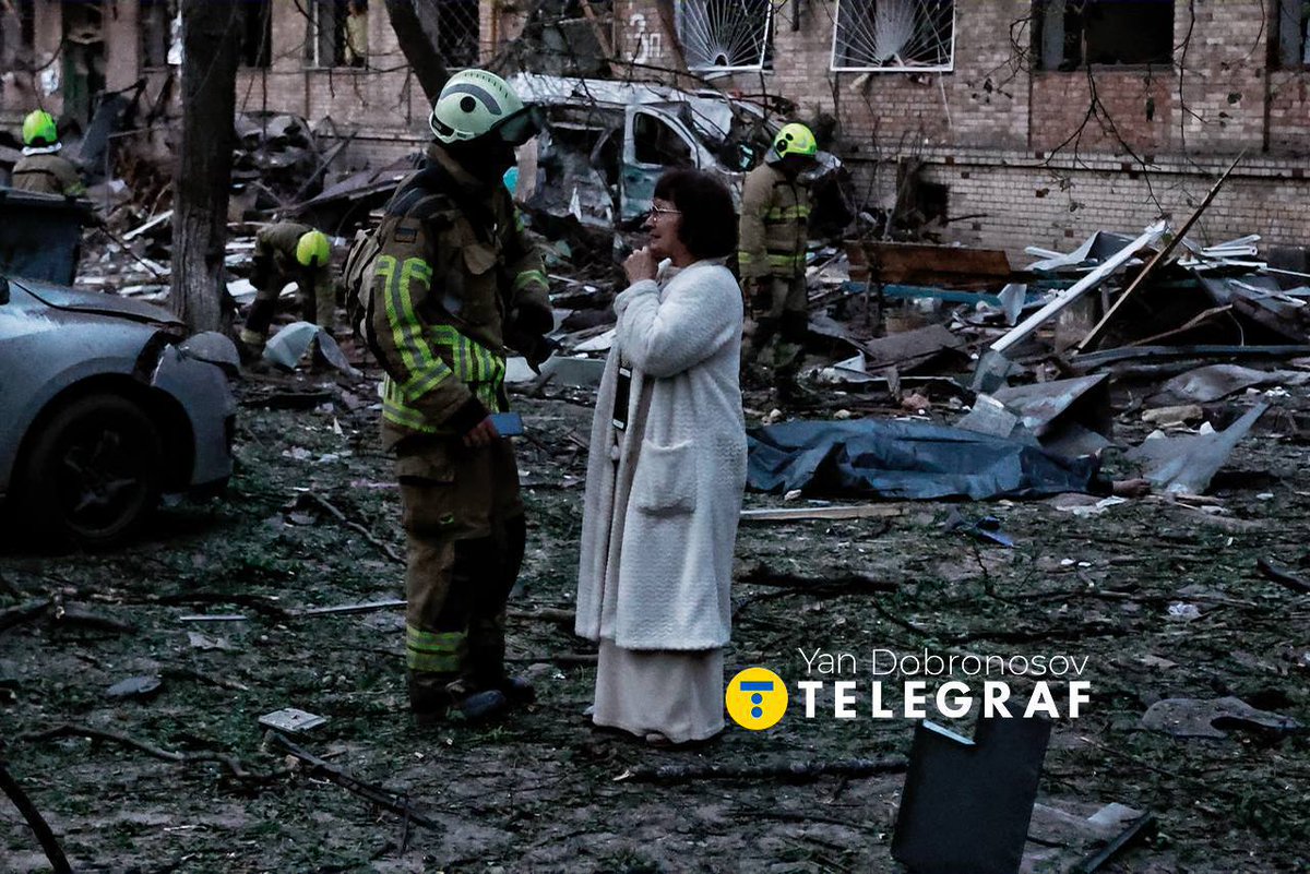 unwomenukraine's tweet photo. Devastating news reports and images are emerging following last night’s brutal attacks by the Russian Federation against Ukraine.

A woman stands next to her mother’s body in the Sviatoshyno district of Kyiv, which suffered the heaviest damage during last night’s attack: “This is my mother… she was about to turn 85, but she wasn’t planning to die.”

A pregnant woman is being evacuated from a destroyed building in Kyiv.

Children were killed. Injured people remain in shock among the ruins of their homes.

Last night, Ukraine endured one of the largest and most prolonged combined attacks by the Russian Armed Forces. The main target was Kyiv.

According to preliminary data from the State Emergency Service of Ukraine, 8 people were killed, over 70 were injured, and 31 people — including 5 children — remain hospitalized in the capital alone.

There are also casualties and destruction in the Kyiv region, as well as in the Zhytomyr, Dnipropetrovsk, Kharkiv, Poltava, Khmelnytskyi, Sumy, Donetsk regions, and Zaporizhzhia. Today’s attack follows a dramatic increase in casualties since the beginning of the year. In March alone, 53 women and 4 girls were killed, while 378 women and 29 girls were injured. Women are being killed as they try to maintain a sense of normalcy and contribute to the economy: 7 women and 2 men were killed on Wednesday when a Russian drone hit the bus that was taking them to work in a factory in the Dnipro region.

UN Women Ukraine condemns the ongoing terror attacks by the Russian Federation against Ukrainian cities and towns.

We join the Humanitarian Coordinator for Ukraine, Matthias Schmale @matzschmale, in calling for the immediate end to the senseless use of force against civilians.

Ukraine needs a lasting and just peace. Russia must be held accountable for its crimes.

#NoPeaceWithoutJustice #СправедливийМир

Photo: Telegraf Media