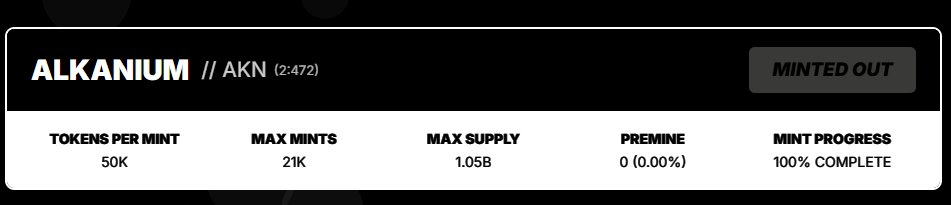 MISSION ACCOMPLISHED! 

The minting of #ALKANIUM is now 100% complete ✅