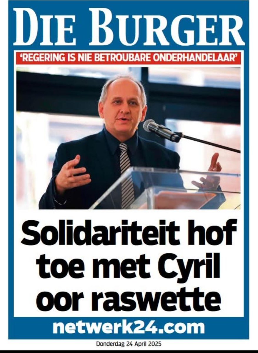 WAT SÊ JY: Het jy nog vertroue in die regering om ooreenkomste na te kom?

🔍 Solidariteit vat Ramaphosa hof toe oor minagting van die hof.

Kyk die mediakonferensie hier:
youtu.be/8TDQ8Ins16s?si…