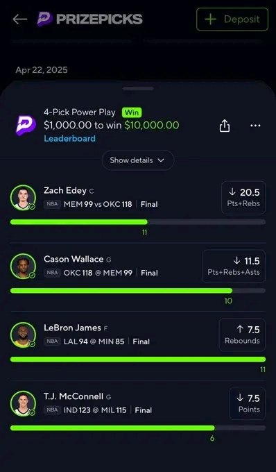 WOW WE MADE IT AGAIN TONIGHT $10K  NICE TICKET ✅✅✅✅🤑🤑🤑🤑🤑🤑
Tap the link to join my prizepicks 👇👇👇 
t.me/+ousODV1SmqIxN…