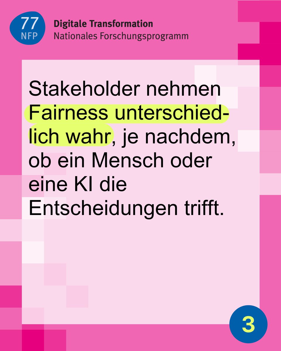 Faire KI als Erfolgsfaktor! 

Drei wichtige Botschaften aus dem Forschungsprojekt von Klaus Möller und seinem Team.

➡️ Hintergrund, Ziele und Bedeutung des Forschungsprojektes: nfp77.ch/de/RTQkloYMYHJ…

#NFP77 #DigitaleTransformation #Vertrauen #KI
