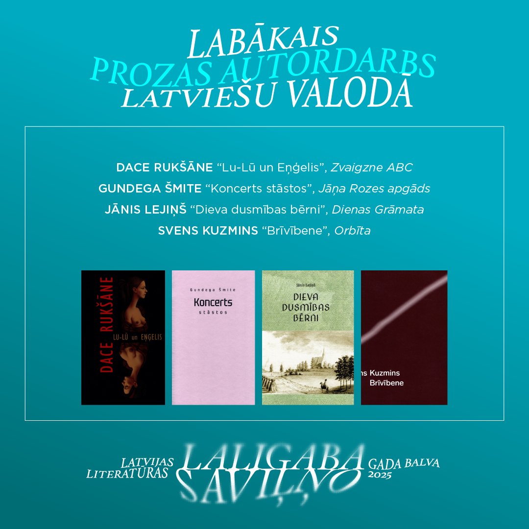 Noslēgumā Aija Bremšmite <a href="/lsmlv/">LSM ziņu portāls</a> rakstu ciklā par nominētajām grāmatām pievēršas prozas kategorijas darbiem. 

Lasāms: lsm.lv/raksts/kultura…