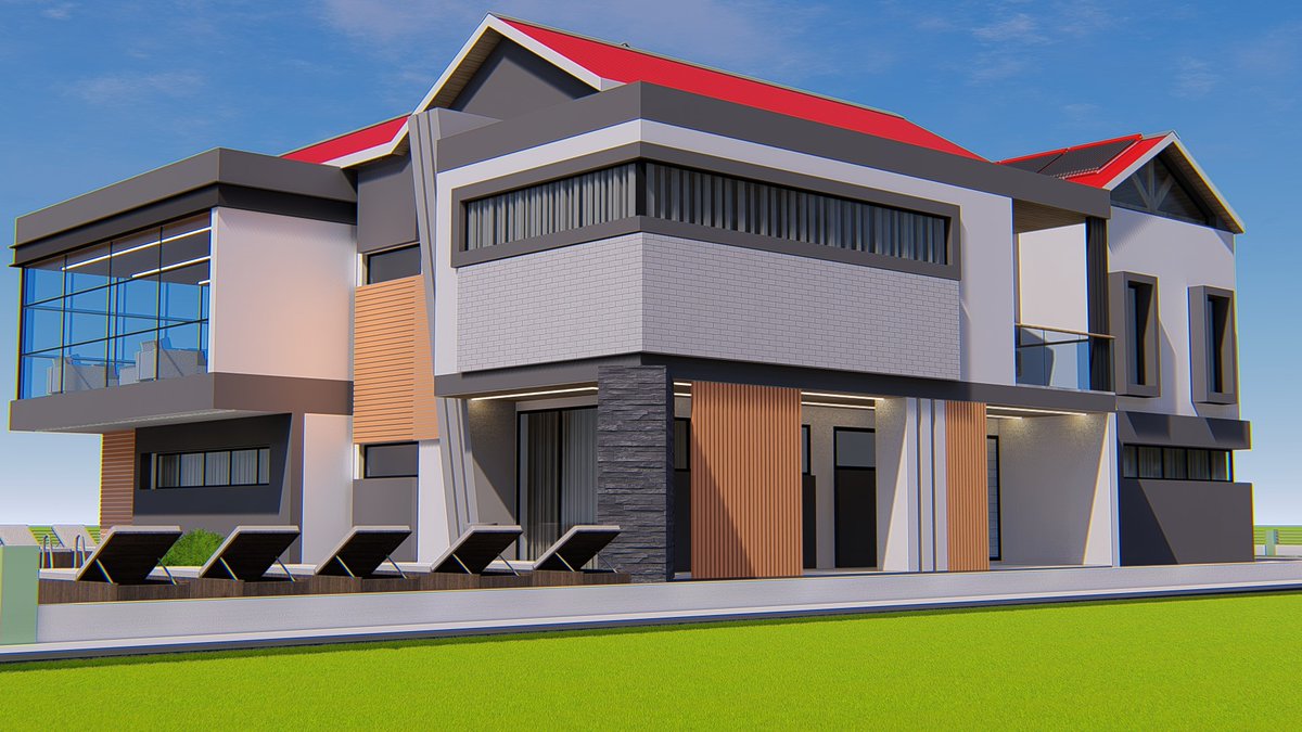 Modern Double Storey Design
Interlace Architects📌

 *GROUND FLOOR* 
☑️2 Bedrooms
☑️2 Bathrooms
☑️Kitchen
☑️Lounge
☑️Double Carpot

 *FIRST FLOOR* 
☑️2 bedrooms
☑️2 Bathrooms
☑️Tv Room
☑️Study Room
☑️Office

 Whatsapp or call:📲 (+266)57444084/69137866