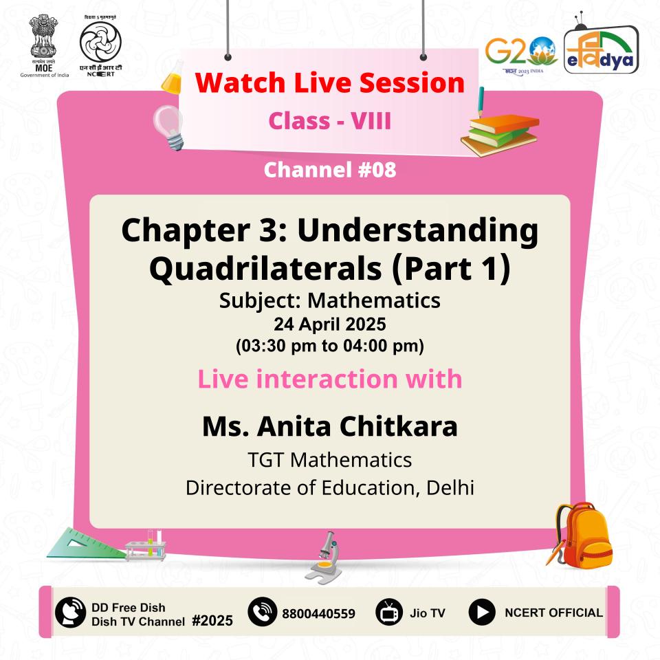 ncert's tweet photo. Also, you can watch e Contents live on “NCERT OFFICIAL” YouTube Channel and view through Cable Network: DD free dish & dish TV and PMeVIDYA DTH TV channels 1 - 12.
#NCERT #LiveSession #EducationForAll #FreeEducation #PMeVidya #elearning #DigitalLearning #watchlivestream #watchlivehere #liveshows #liveshowsforkids #englishclassesonline @ProfSaklani @ap_behera