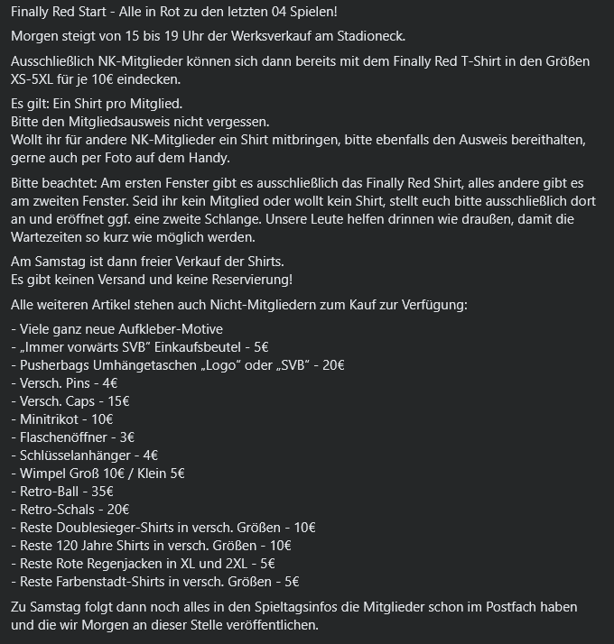 NK12eV's tweet photo. Morgen von 15-19 Uhr Werksverkauf am Stadioneck. https://t.co/6mSZxfna5R