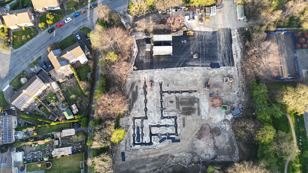 Some impressive drone photos of the progress on-site at the new £5 million children’s home, Spire Lodge in Derbyshire. Piling for the foundations officially started last week &amp; work on the car park sub-base is ongoing. We look forward to sharing more as the building takes shape.