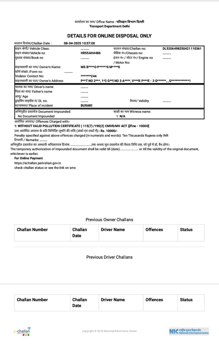 shivkumar1483's tweet photo. @DelhiTrafficPol @PMOIndia @gupta_rekha 
Dear All,
Good Morning 
My name is Sandeep, My vehicle never go to Delhi since 5 months, After that I have received the 10000 Rs online challan for pollution. Challan attched.
Kindly check and resolve. 
Veh no HR55AH4486 
Cont.  7206067244 https://t.co/buyKBl7rJT