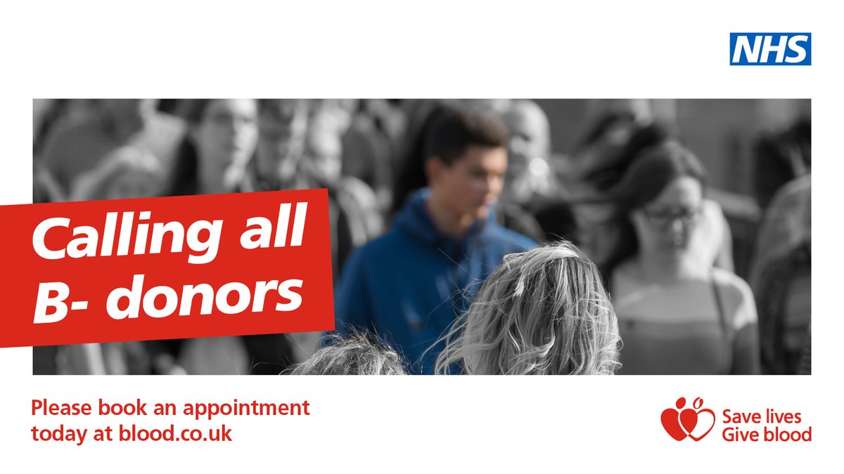 📣 Calling all B negative blood donors: we need you!

Your rare blood type is especially needed right now. If you're able to give, please book your next appointment now ➡️ orlo.uk/pwxmJ