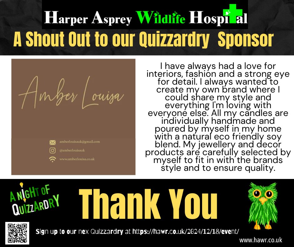 Thank you to Amber Louisa for supporting our wildlife, check out the awesome products ate amberliousa.co.uk