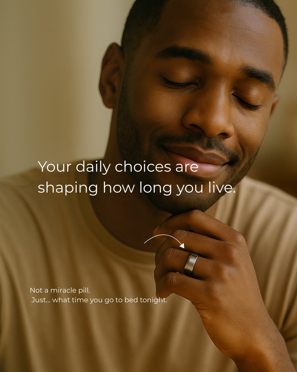 OmniHealthRing's tweet photo. 💡 Your daily choices are shaping how long you live.
 Not your genes. Not a miracle pill.
Just the small things you do — day by day.
#omnihealthring   #healthyhabits 
#behavioralscience  #understandyourself https://t.co/SWL3QpvPXd