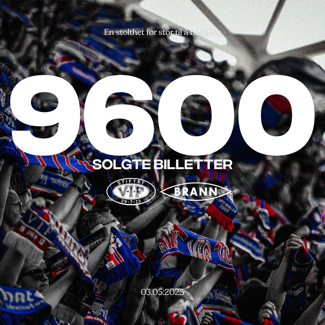 𝗠𝗲𝗻𝘀 𝘃𝗶 𝘃𝗲𝗻𝘁𝗲𝗿 𝗽å 𝘀ø𝗻𝗱𝗮𝗴𝗲𝗻 𝗶 𝗞𝗿𝗶𝘀𝘁𝗶𝗮𝗻𝘀𝘂𝗻𝗱..⏳

Kun 450 billetter igjen <a href="/oestblokka/">Østblokka</a> 😮‍💨
1641 solgte på bortefeltet

𝗔𝗟𝗟𝗘 𝗧𝗜𝗟 𝗩𝗔𝗟𝗟𝗘 🎟️ vif-fotball.ticketco.events/no/nb/e/vaaler…