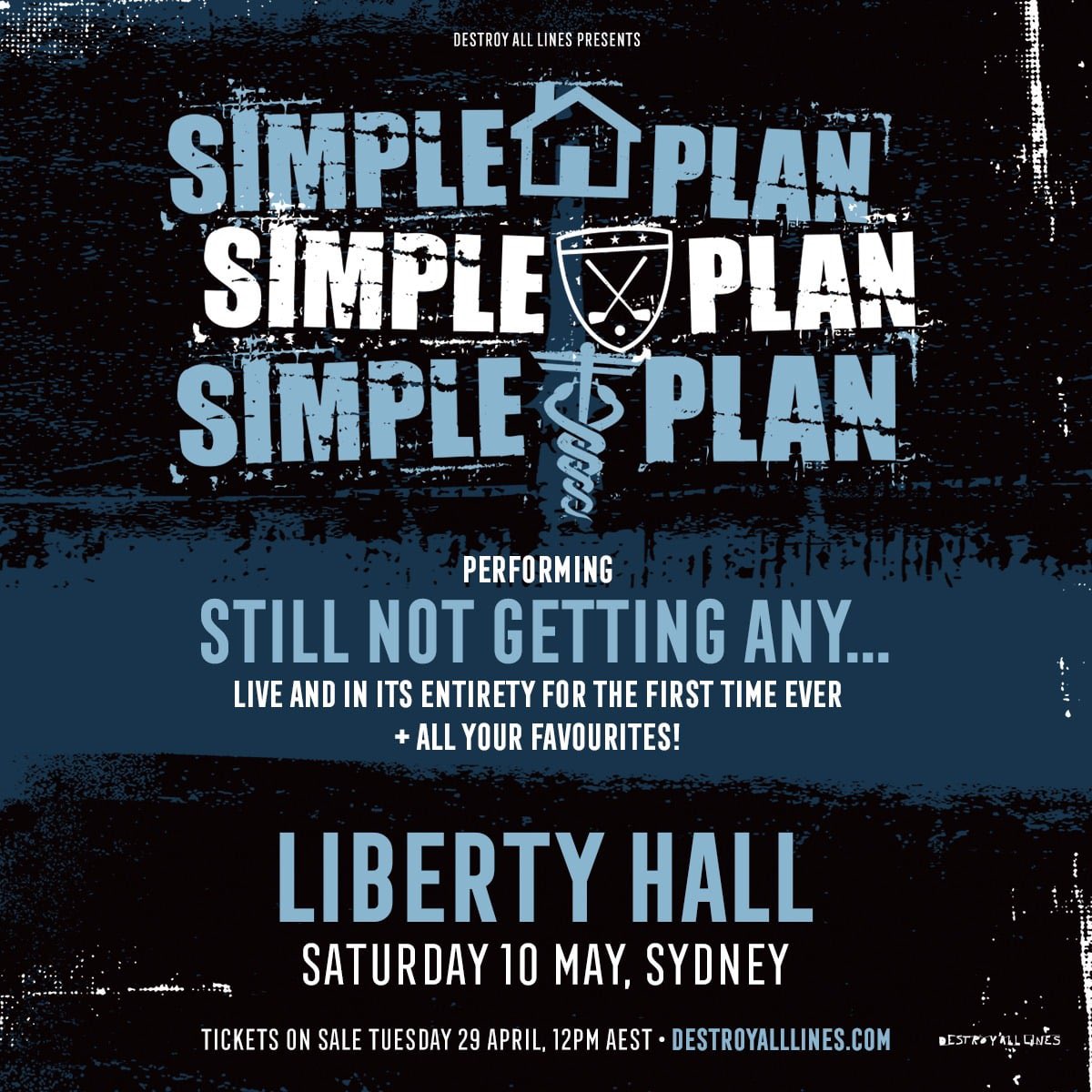 Simple Plan playing Still Not Getting Any live for the first time ever, and on the day I fly into Sydney from Melbourne 😍😭 this will be the show of the year ⚡️