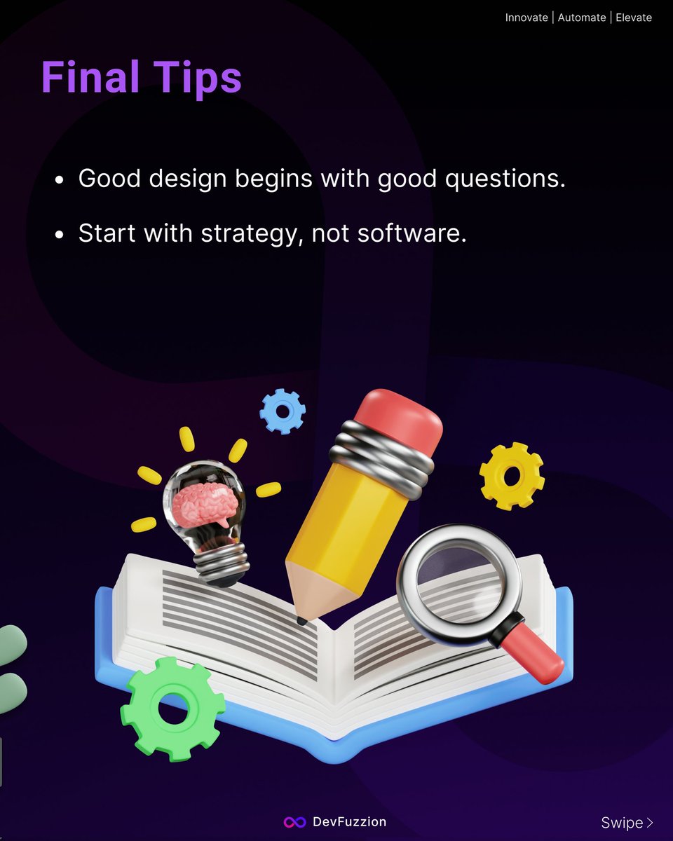 devfuzzion's tweet image. Before opening Figma or Photoshop, pause.
Ask the right questions first goal, audience, medium, emotion, message.
Design is strategy, not just style.
#GraphicDesign #DesignThinking #CreativeProcess #visualdesign #designtips #BrandIdentity @Photoshop