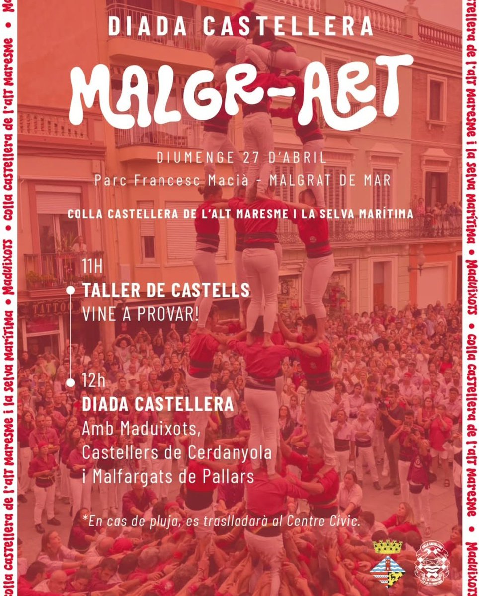 〽️alfargats De Pallars (@malfargatsdp) on Twitter photo Aquest diumenge anem de diada a Malgrat de Mar amb <a href="/maduixots/">C. C. de l'Alt Maresme i la Selva Marítima</a> i <a href="/ccerdanyola/">Castellers de Cerdanyola</a>
Ens hi acompanyes??
<a href="/BauliesJordi/">Jordi Baulies</a> <a href="/xavilongus/">Xavilongus</a> <a href="/MartiPetitjan/">Martí Climent</a> <a href="/Teixidoo/">A. Teixidó</a> <a href="/adroset/">Adria Roset</a> <a href="/Floretesdelcamp/">Flors Moreno Aguilar</a> <a href="/anna_gironella/">Anna Gironella</a> <a href="/trempoli19/">josep torra camarasa</a> <a href="/byjuanin/">Joana Franch</a> <a href="/SOMPirineu/">SOMPirineu - IDAPA</a> <a href="/ajuntamentsort/">Ajuntament de Sort</a> <a href="/VikingoStF/">Guillem</a> Aquest diumenge anem de diada a Malgrat de Mar amb <a href="/maduixots/">C. C. de l'Alt Maresme i la Selva Marítima</a> i <a href="/ccerdanyola/">Castellers de Cerdanyola</a>
Ens hi acompanyes??
<a href="/BauliesJordi/">Jordi Baulies</a> <a href="/xavilongus/">Xavilongus</a> <a href="/MartiPetitjan/">Martí Climent</a> <a href="/Teixidoo/">A. Teixidó</a> <a href="/adroset/">Adria Roset</a> <a href="/Floretesdelcamp/">Flors Moreno Aguilar</a> <a href="/anna_gironella/">Anna Gironella</a> <a href="/trempoli19/">josep torra camarasa</a> <a href="/byjuanin/">Joana Franch</a> <a href="/SOMPirineu/">SOMPirineu - IDAPA</a> <a href="/ajuntamentsort/">Ajuntament de Sort</a> <a href="/VikingoStF/">Guillem</a>