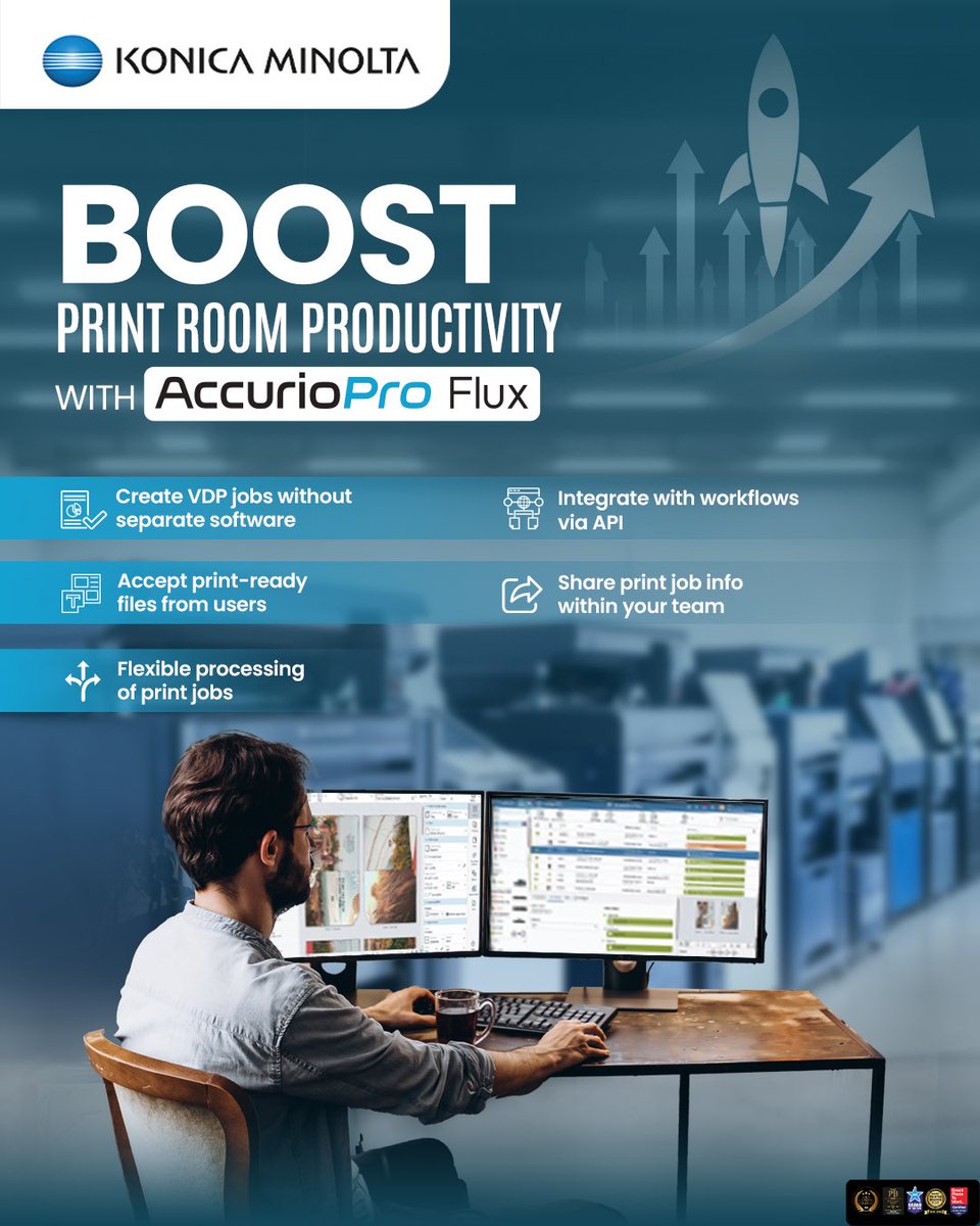 KonicaIndia's tweet image. Optimise your print workflow with AccurioPro Flux!
Automate processes, streamline production, and boost productivity with intelligent prepress solutions. The future of print starts here.
#AccurioProFlux #KonicaMinolta #PrintWorkflow #PrepressAutomation #DigitalPrinting…