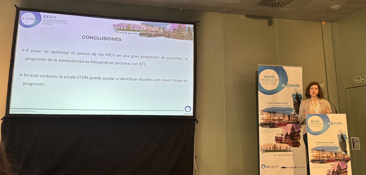 Carlos Puig Jové (@puigjove) on Twitter photo La Dra <a href="/ClaraVinalsD/">Clara Viñals</a> nos presenta que, a pesar de mejorar los FRCV, >40% de pacientes DM1 presenta progresión de aterosclerosis.
La escala STENO-T1Risk inicial se asocia de forma independiente con dicha progresión, identificando a los individuos de mayor riesgo. #SEDiab2025 La Dra <a href="/ClaraVinalsD/">Clara Viñals</a> nos presenta que, a pesar de mejorar los FRCV, >40% de pacientes DM1 presenta progresión de aterosclerosis.
La escala STENO-T1Risk inicial se asocia de forma independiente con dicha progresión, identificando a los individuos de mayor riesgo. #SEDiab2025