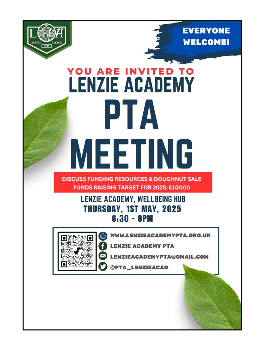 LENZIE ACADEMY PTA MEETING
THURSDAY 1ST MAY, 6.30-8pm
At Lenzie Academy

New Members Needed! Everyone Welcome!
JC