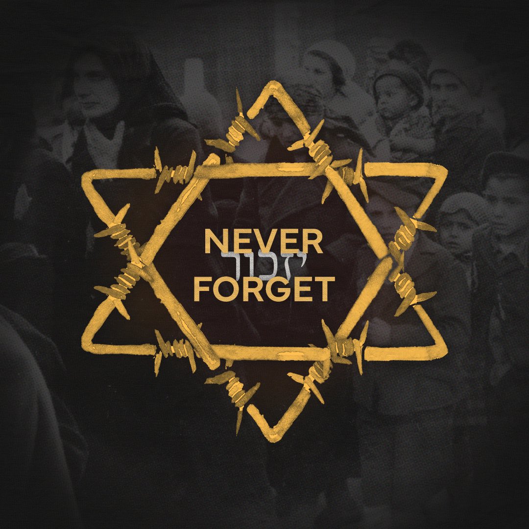 IDF's tweet image. On Yom HaShoah, we remember the six million Jews murdered in the Holocaust by the Nazis and their accomplices and vow to keep fighting so that never again may remain never again.
