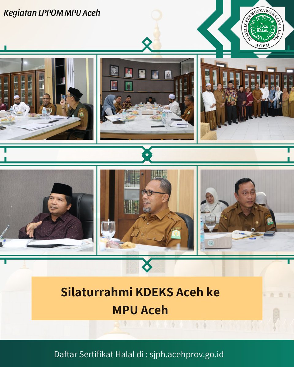 Prof. Dr. Syahrizal Abbas, MA (Direktur KDEKS) berharap dukungan MPU Aceh dan Lembaga Pengkajian Pangan, Obat-obatan dan Kosmetika (LPPOM) MPU Aceh untuk dapat melakukan percepatan pelaksanaan sertifikasi halal pada UMKM)/Tenant calon lokasi Zona KHAS yang telah ditetapkan.