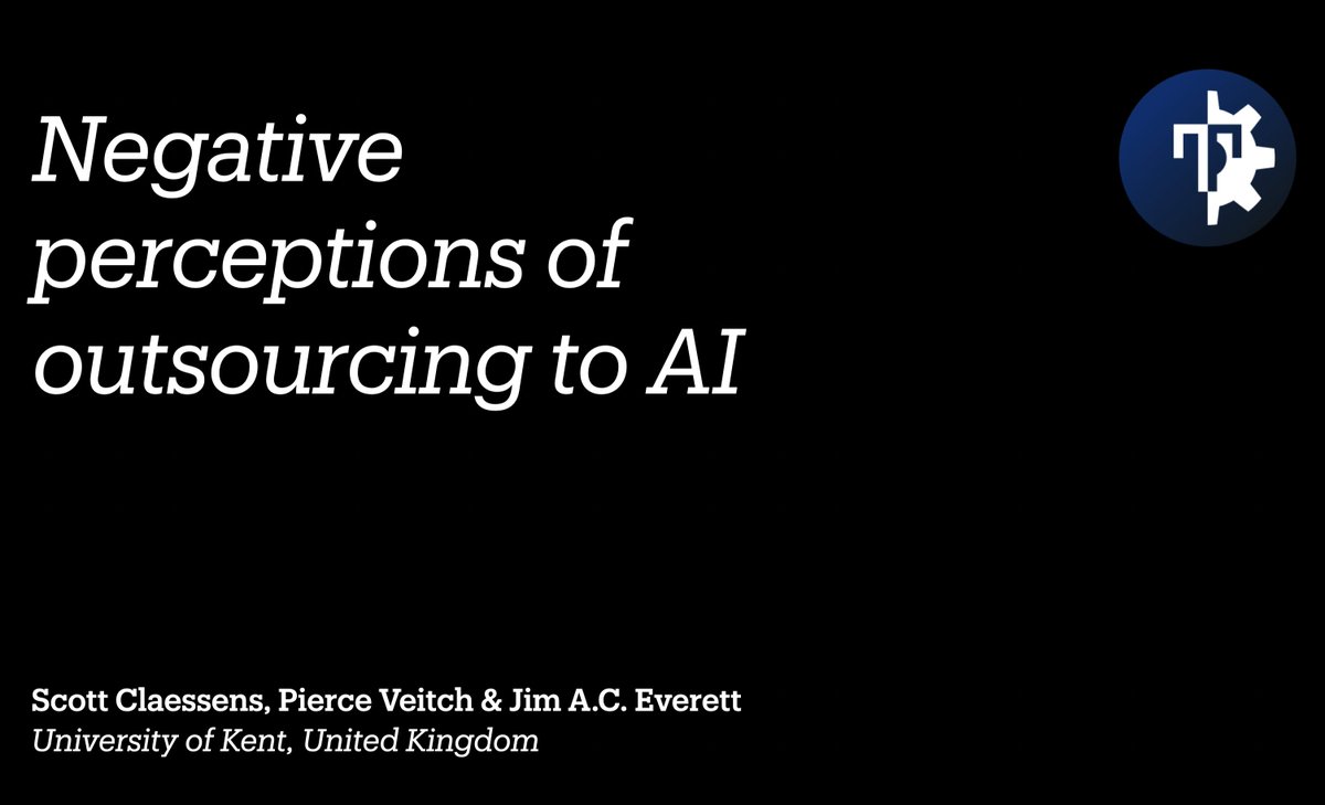 Jim AC Everett 🇬🇧🏳️🌈 (@jimaceverett) on Twitter photo Looking forward to presenting today at 4pm in the <a href="/ethicsinthenews/">Uehiro Oxford Institute</a> talking about work with my PostDoc Scott Claessens and my PhD student Pierce Veitch on how we view others who outsource different tasks to AI and the role that effort plays in shaping perceptions of others. Looking forward to presenting today at 4pm in the <a href="/ethicsinthenews/">Uehiro Oxford Institute</a> talking about work with my PostDoc Scott Claessens and my PhD student Pierce Veitch on how we view others who outsource different tasks to AI and the role that effort plays in shaping perceptions of others.