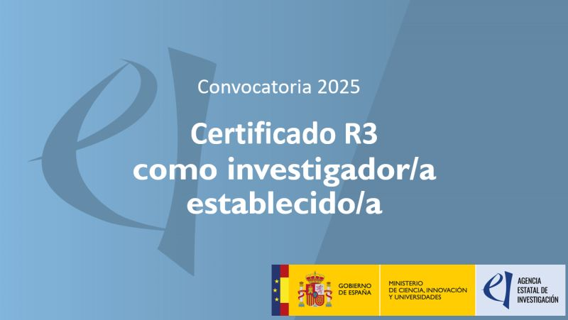 ‼️ Hemos publicado la convocatoria 2025 para la obtención del certificado R3 como investigador/a establecido/a.

🎖️ Este reconocimiento valora la carrera de investigadores/as nacionales y extranjeros/as postdoctorales, reconociendo su calidad e independencia investigadora y