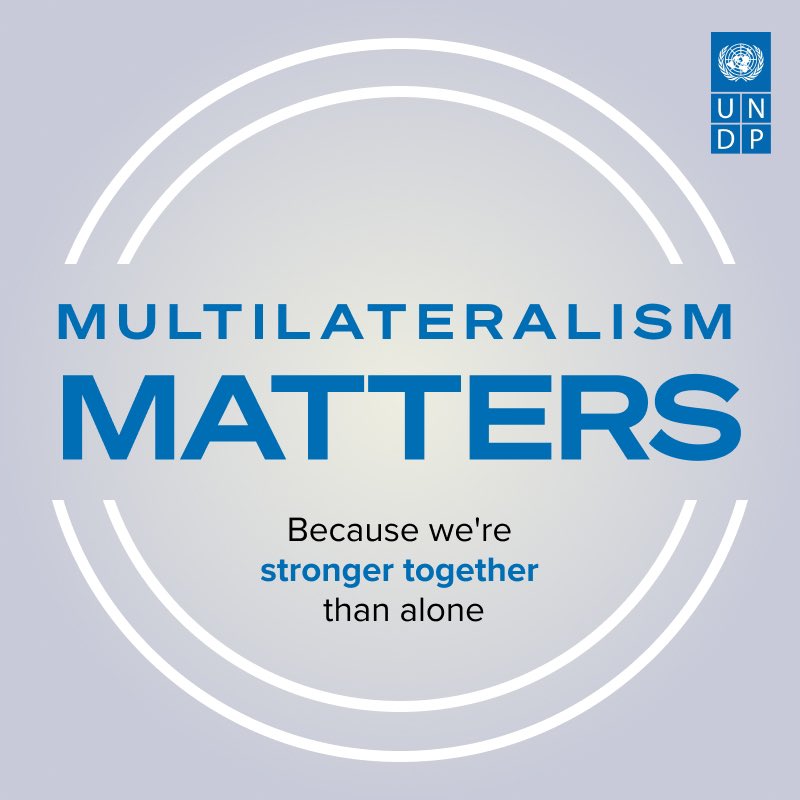 UNDP's tweet image. Global challenges need global solutions. 
 
That’s why multilateralism matters.  
 
With the support of our #PartnersAtCore, we are on the front lines every day – advancing peace, equity, and resilience for people and planet: go.undp.org/4D2
 
#DiplomacyDay