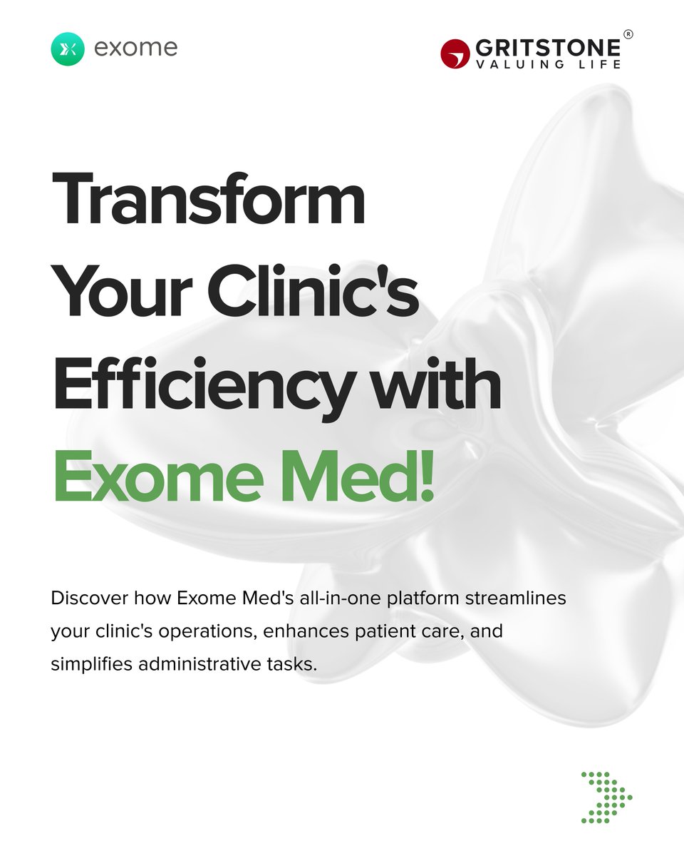 ExomeMed's tweet photo. Simplify clinic management with Exome Med - from appointments to analytics, all in one secure platform.
Book your free demo today!
#ExomeMed #HealthTech #ClinicManagement #DigitalHealthcare #GritstoneTech #SmartHealthcare https://t.co/xmQHPCwz9A