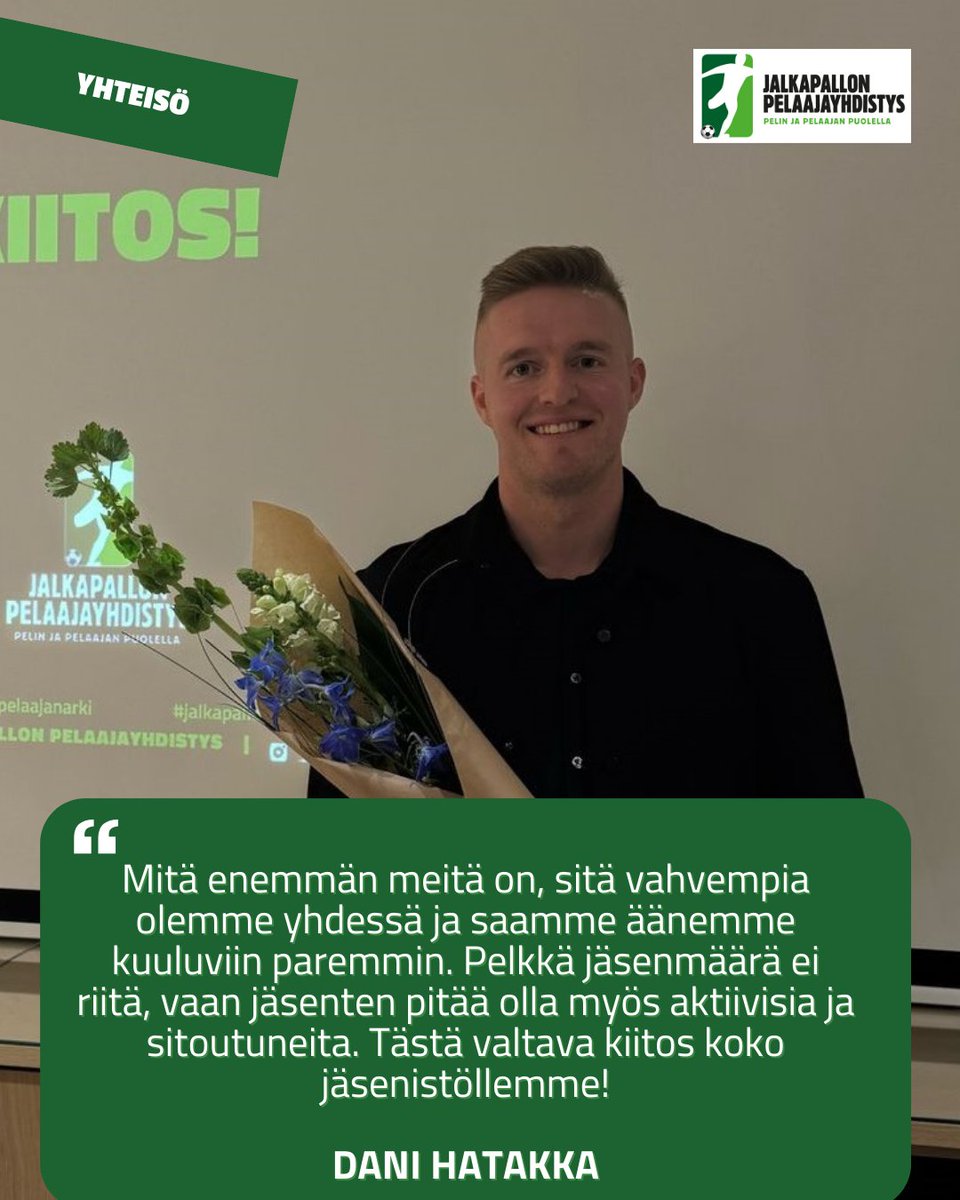 Kiitos <a href="/DaniHatakka/">Dani Hatakka</a> työstäsi JPY:n ja pelaajien eteen 👏

Käy lukemassa väistyvän puheenjohtajan kiitokset ja ajatukset menneistä vuosista.

🔗jpy.fi/fi/uutiset/dan…

#pelaajayhdistys