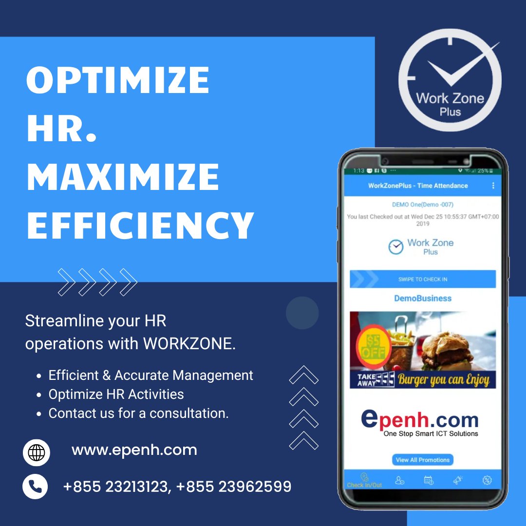 epenhcom's tweet photo. โ
OPTIMIZE HR. MAXIMIZE EFFICIENCY from E Penh Co., Ltd - แแแแปแแ แแปแ แขแแธ แแแ แแผ แขแทแแแธแแธ ๐ฐ๐ญ
#epenh #phnompenh #cambodia #workzoneplus #workzone #erp #attendenceapp #employees #hrms #hrmapp https://t.co/8WR6NWP9pO