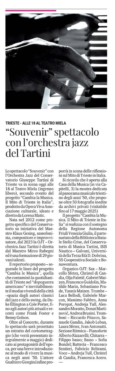 Oggi giovedì 24 aprile ore 18.00 #Teatro Miela #Trieste INGRESSO GRATUITO