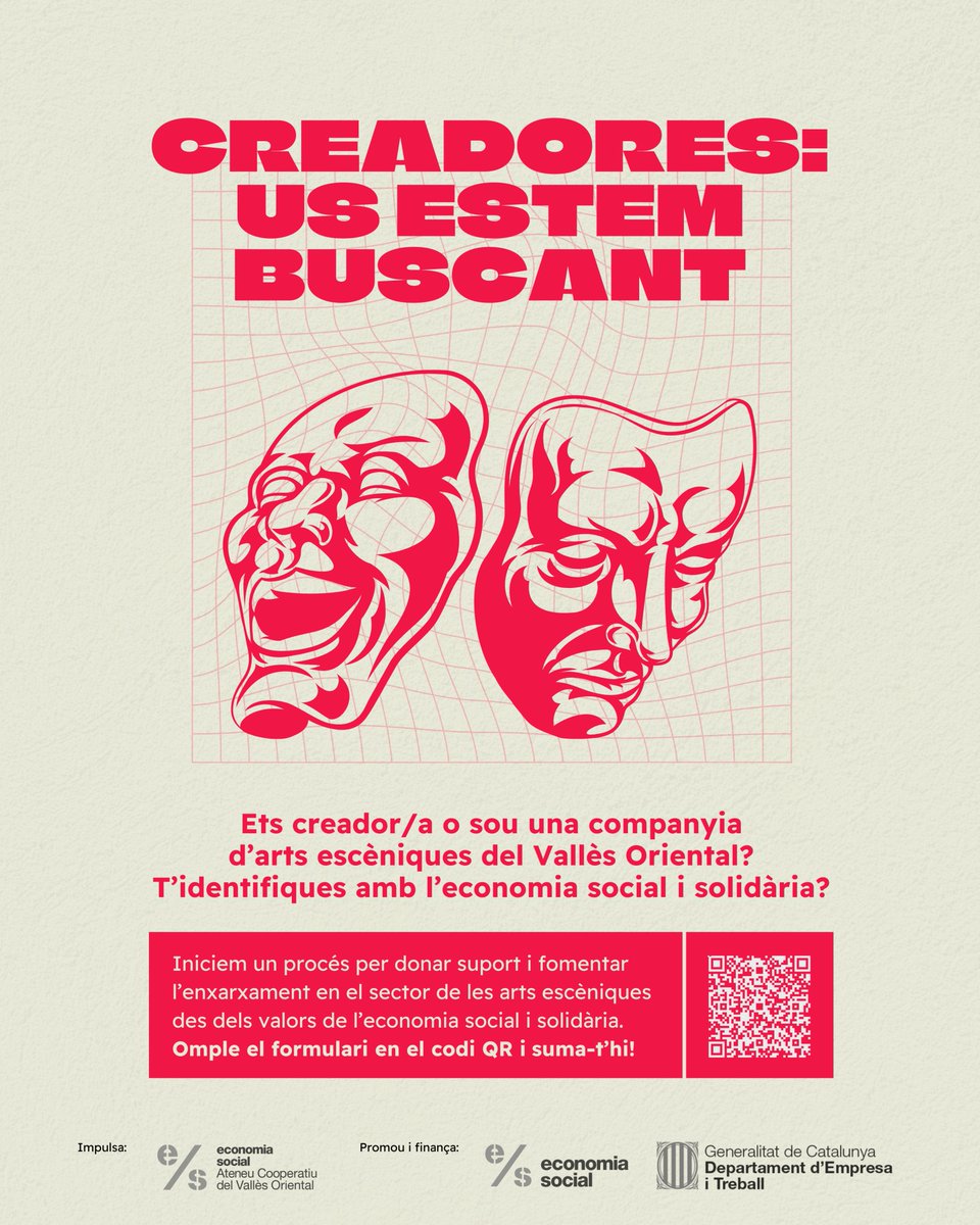 Ateneu Cooperatiu del Vallès Oriental (@ateneucoopvor) on Twitter photo 🎭 Ets artista o treballes al sector de les arts escèniques al #VallèsOriental?
Des de l’<a href="/ateneucoopvor/">Ateneu Cooperatiu del Vallès Oriental</a> impulsem una xarxa basada en l’#EconomiaSocial per connectar, col·laborar i imaginar estructures col·lectives sostenibles.
👉 Participa-hi!
🔗 ja.cat/4Jmyt 🎭 Ets artista o treballes al sector de les arts escèniques al #VallèsOriental?
Des de l’<a href="/ateneucoopvor/">Ateneu Cooperatiu del Vallès Oriental</a> impulsem una xarxa basada en l’#EconomiaSocial per connectar, col·laborar i imaginar estructures col·lectives sostenibles.
👉 Participa-hi!
🔗 ja.cat/4Jmyt