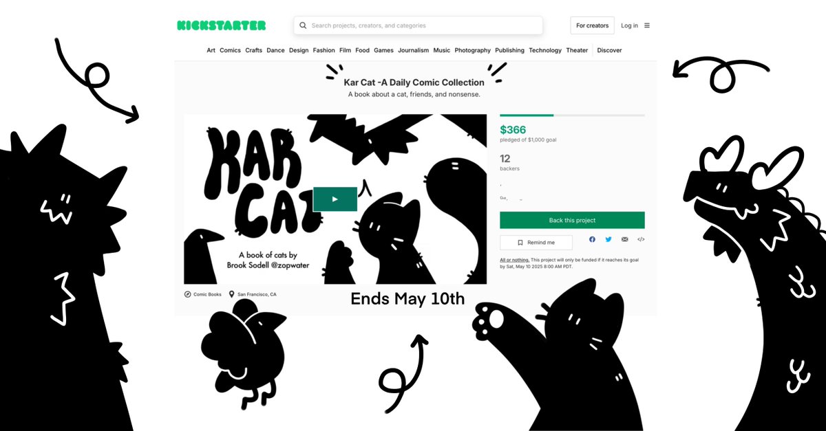 I just launched a Kickstarter for Kar Cat, my daily comic strip about a mischievous cat with too friends to make and not enough naps.

Visit Kar Cat on Kickstarter

 #KickstarterComics #ComicBookLovers #SupportIndieComics #IndieComics #KickstarterCampaign