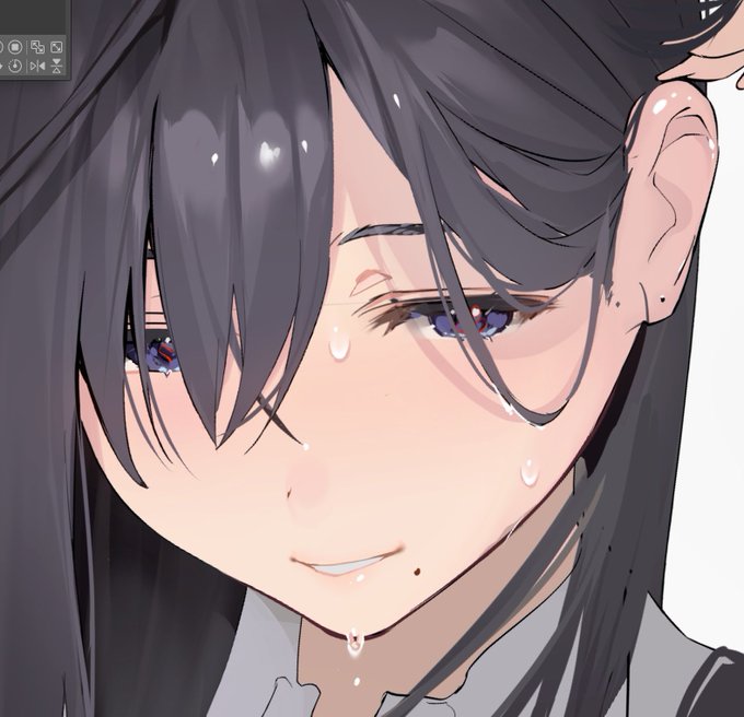 汗っかきで、へへ 