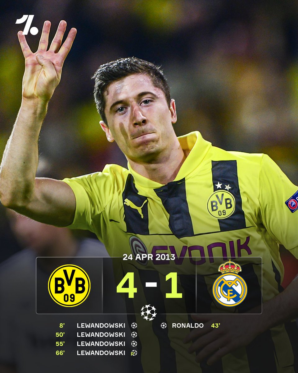 It’s been 12 years since Robert Lewandowski got FOUR goals past Real Madrid 🤯 🖤 💛