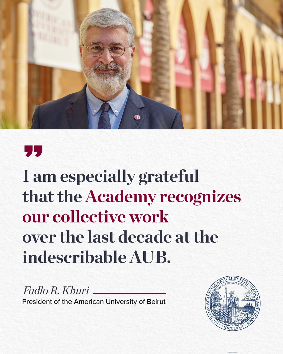 "I am particularly proud to have been nominated by Board Chair Emeritus Philip S. Khoury for work we have all done together over the last decade at #AUB." #AUBproud
AUB President Fadlo R. Khuri

More: aub.edu.lb/articles/Pages…