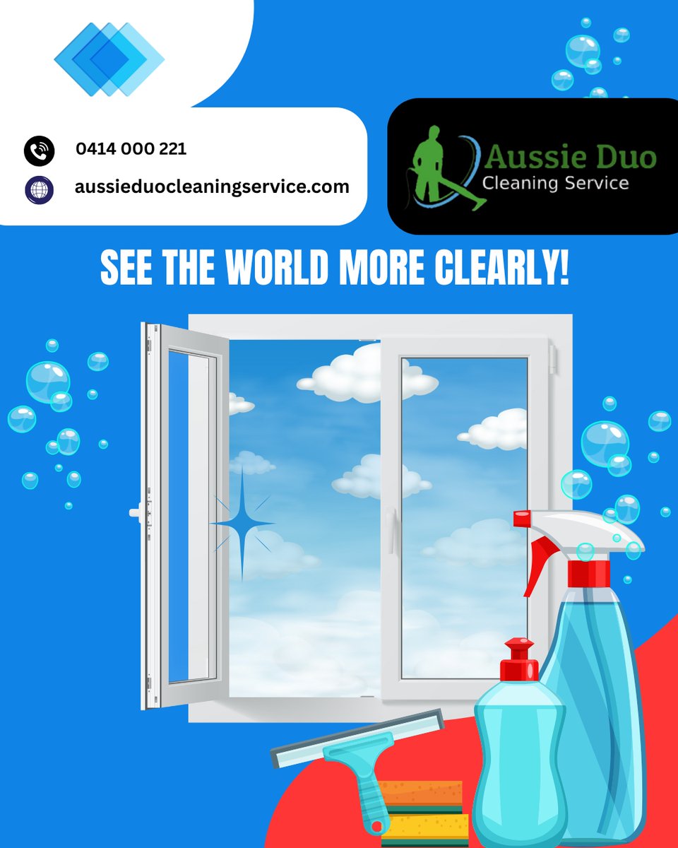 Aussieduo29's tweet photo. Your windows may look fine at first glance — but dust, grime, fingerprints, and pollution particles build up over time, reducing the clarity and brightness of your view 
#WindowCleaningExperts  #AussieDuoCleaning #StreakFreeShine  #GlassCleaningServices #EcoFriendlyCleaning https://t.co/hI6l2pAbP9