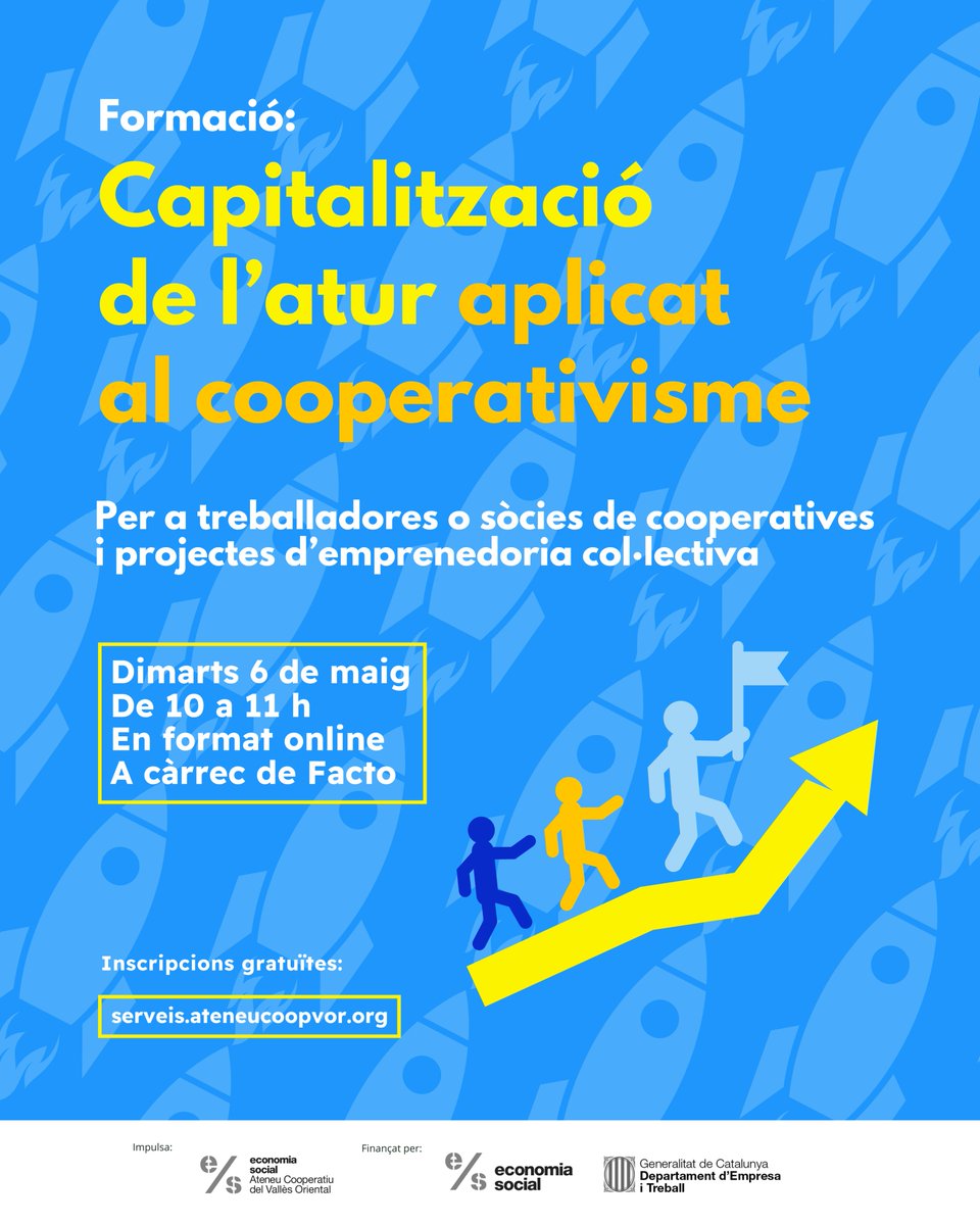 Ateneu Cooperatiu del Vallès Oriental (@ateneucoopvor) on Twitter photo 💼 Vols saber com capitalitzar l’atur per crear o reforçar una cooperativa? T’oferim una formació pràctica per entendre el procés, requisits i tràmits.
📅 Dimarts 6/05, de 10 a 11 h
👥 Per a treballadores i sòcies de cooperatives.
🔗 Inscripcions obertes! ja.cat/Zno4s 💼 Vols saber com capitalitzar l’atur per crear o reforçar una cooperativa? T’oferim una formació pràctica per entendre el procés, requisits i tràmits.
📅 Dimarts 6/05, de 10 a 11 h
👥 Per a treballadores i sòcies de cooperatives.
🔗 Inscripcions obertes! ja.cat/Zno4s