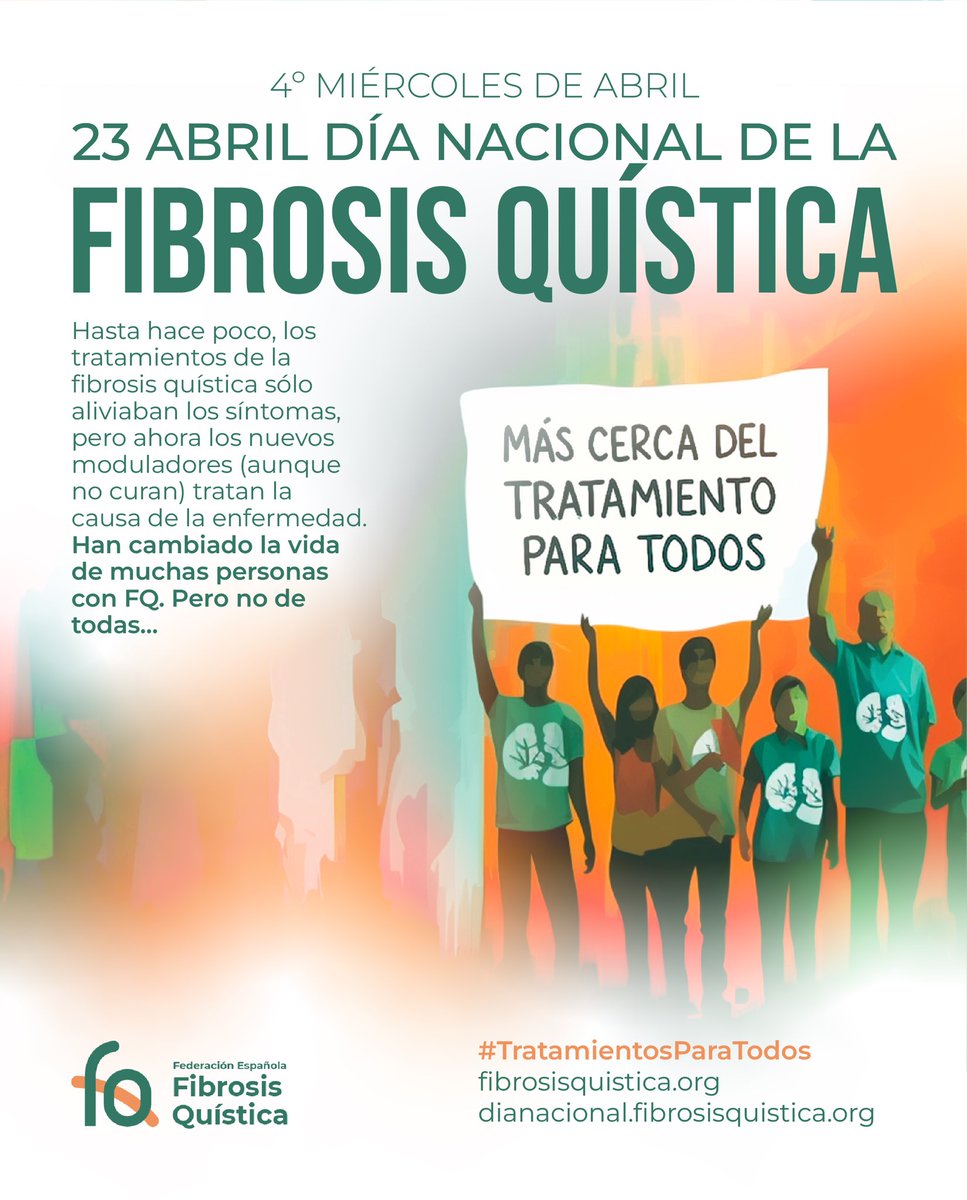 Atzo, Apirilaren 23a, Fibrosi Kistikoaren egun nazionala ospatu zen estatu mailan. Aurten, “Mas cerca del tratamiento para todos” lelopean.
- - -
Ayer, 23 de abril, se celebró el día nacional de la Fibrosis Quística (FQ), bajo el lema “Mas cerca del tratamiento para todos”