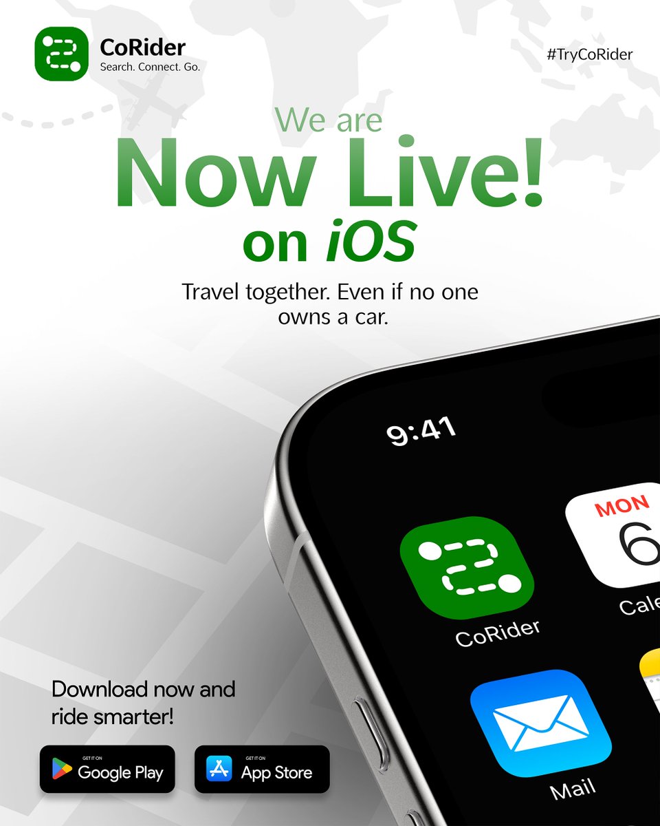 CoRiderApp's tweet image. 🚗CoRider is now on iOS!🎉
CoRider isn’t just another mobility app - it’s a social travel platform
Built for today’s community-first, eco-conscious traveler.🌏💬
📲Download now on the App Store: apps.apple.com/us/app/corider…
#CoRider #NowOniOS #SocialTravel #RideTogether #SmartMobility