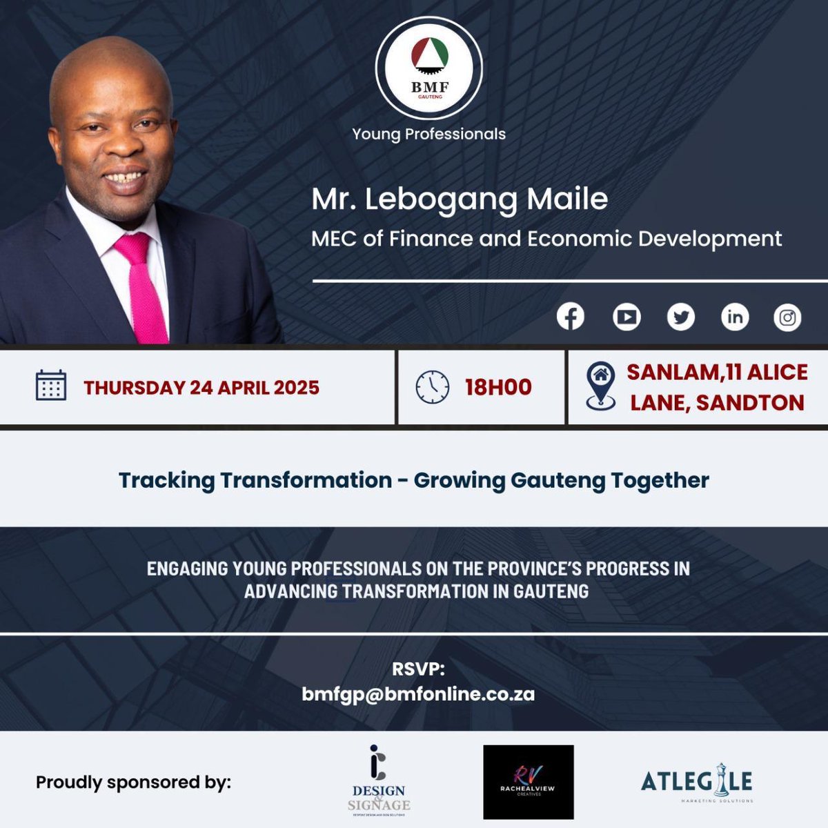 This evening, MEC <a href="/LebogangMaile1/">Lebogang Maile</a> will engage with young professionals to reflect on Gauteng’s strides in driving transformation and building an inclusive economy. #GrowingGautengTogether