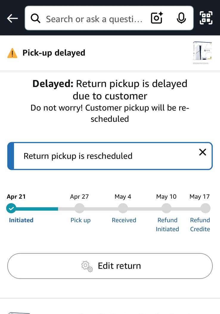WahidX2's tweet photo. Hi, I had requested for a return of an order and it's never getting picked up. Its showing delayed due to customer but I'm not receiving any sms or email or call regarding the pickup. In the app it shows out for pickup but in reality nothing's happening.
@amazonIN @consaff https://t.co/HS9z54FT7z