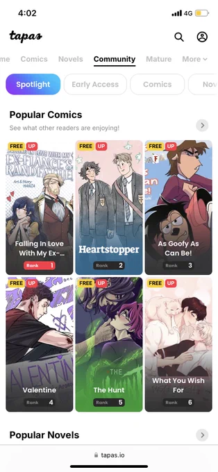 Grandpa webtoon is ranked 1 in popular comics, while My Boss gets into New and Noteworthy 😳✨❤️ both series available on Tapas app! 

@TapasCommunity 