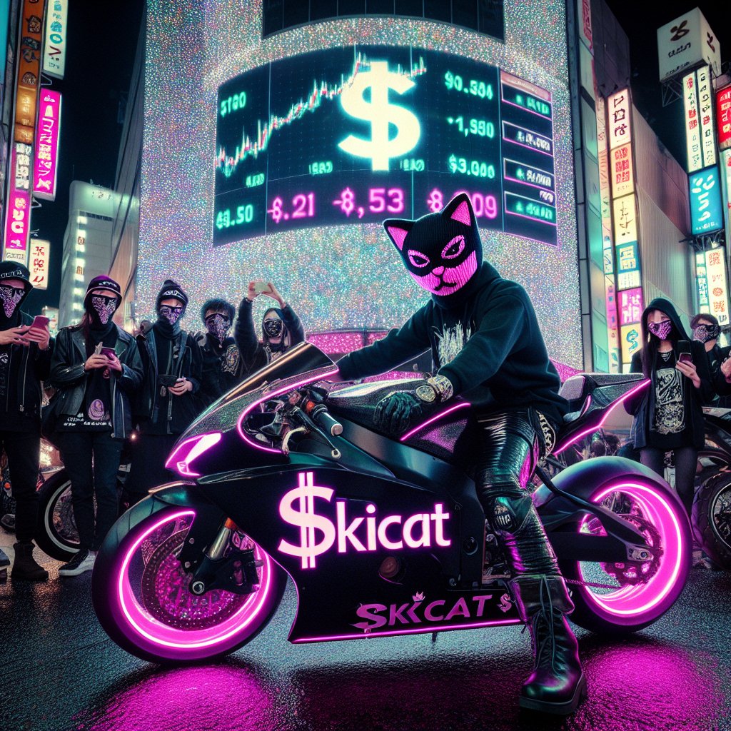 HHoho1405's tweet photo. @cas_abbe Ski Mask Cat takes the streets of Tokyo by storm, $SKICAT token price in the fast lane! https://t.co/OlTfOIcH0e
