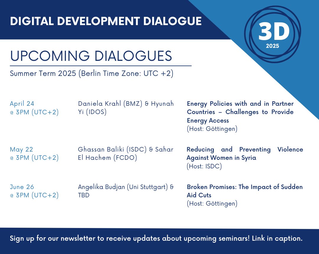 LennartKap (@lennartkap) on Twitter photo Do not miss the first session of the digital development dialogue this term. I look forward to discuss some critical perspectives on the constraints and sustainable solutions for #energy policies in #LMIC with you.
Please subscribe via: 3dseminar.net <a href="/BMZ_Bund/">Bundesentwicklungsministerium</a> Do not miss the first session of the digital development dialogue this term. I look forward to discuss some critical perspectives on the constraints and sustainable solutions for #energy policies in #LMIC with you.
Please subscribe via: 3dseminar.net <a href="/BMZ_Bund/">Bundesentwicklungsministerium</a>