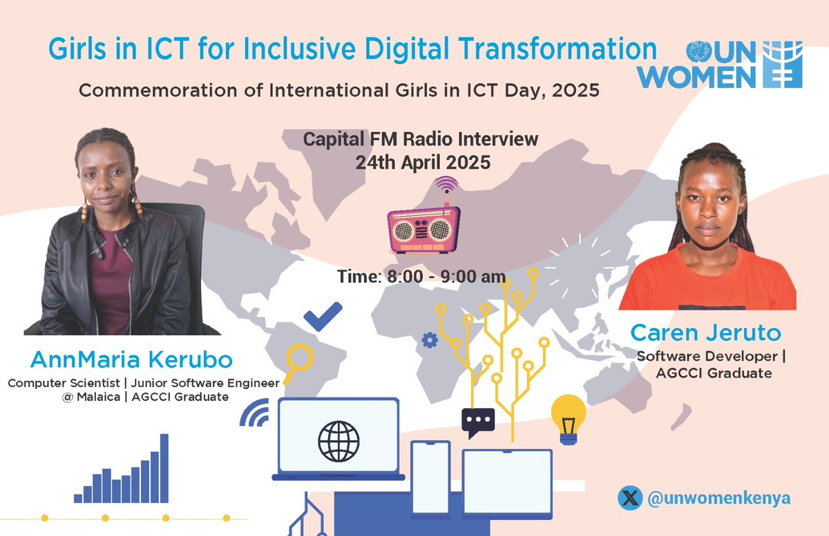 UN Women Kenya (@unwomenkenya) on Twitter photo 🎙️In celebration of #GirlsInICT Day, <a href="/AGCCIAfrica/">AfricanGirlsCanCode</a> girls took over the airwaves on <a href="/CapitalFMKenya/">Capital FM Kenya</a>, sharing their inspiring journeys in tech🇰🇪
They explored the power of inclusive digital transformation, etc
More on AGCCI👇
✳️ youtu.be/O1Scyk6Qy3k?si…
✳️ youtu.be/fAp6hqdbJYc?si… 🎙️In celebration of #GirlsInICT Day, <a href="/AGCCIAfrica/">AfricanGirlsCanCode</a> girls took over the airwaves on <a href="/CapitalFMKenya/">Capital FM Kenya</a>, sharing their inspiring journeys in tech🇰🇪
They explored the power of inclusive digital transformation, etc
More on AGCCI👇
✳️ youtu.be/O1Scyk6Qy3k?si…
✳️ youtu.be/fAp6hqdbJYc?si…