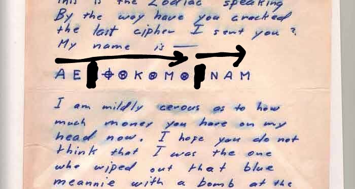 EcclesiaRocks's tweet image. A possible #ZodiacKiller #Z13 solution

My name is (A.T.)

Namae Takama

#RingText #SkipSpace #Cipher #Japanese #NoConcealment #USA #NSA #BREAKING @SFPD @FBISanFrancisco @sfchronicle