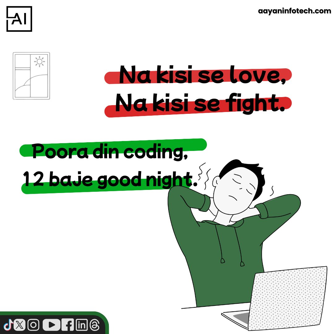 Aayan_Infotech_'s tweet image. Just one more bug... said 3 hours ago.&quot; 🧑‍💻☕💥
.
.
.
#CoderLife #DebuggingAtMidnight #SleepIsOptional #aayaninfotech #explore #explorepage